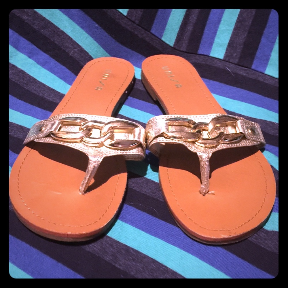 Gold Unisa thong sandals